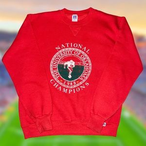 1985 Oklahoma Sweatshirt - Vintage Russell - Size M - Sooners National Champions